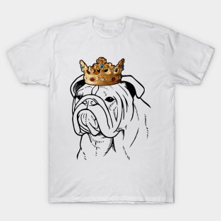 Bulldog Dog King Queen Wearing Crown T-Shirt